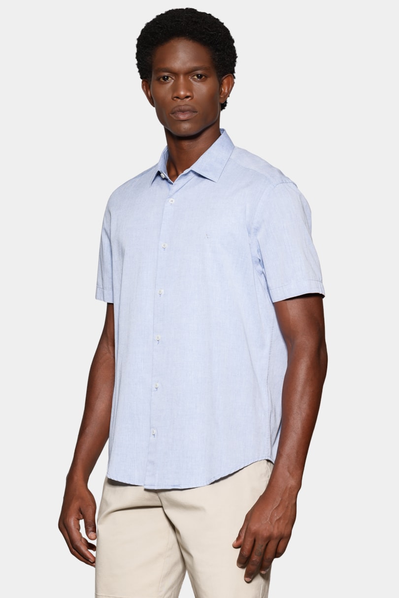 Camisa Manga Curta Slim em Algodao Willis Royal