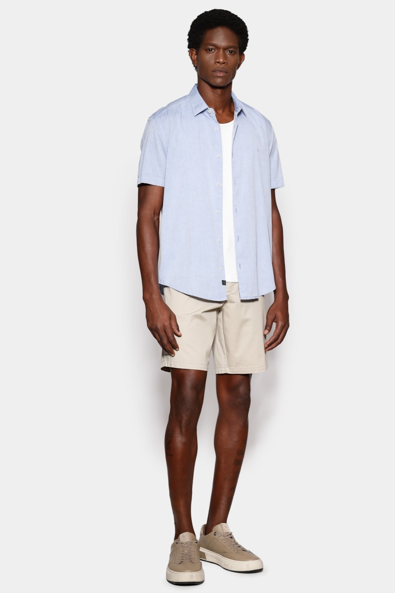 Camisa Manga Curta Slim em Algodao Willis Royal