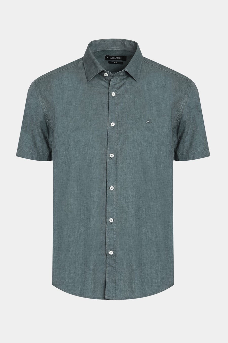 Camisa Manga Curta Slim Fio a Fio Antilia Verde Escuro