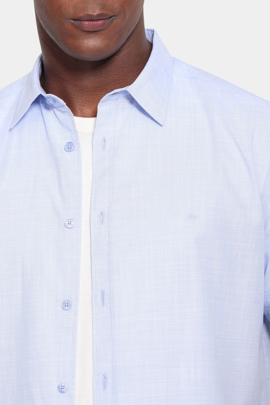 Camisa Manga Curta Slim Flame Bay Azul Claro — foto 3 de 6