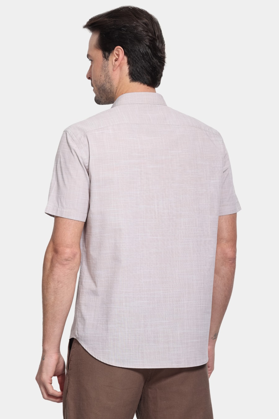 Camisa Manga Curta Slim Flame Bay Caqui — foto 4 de 6