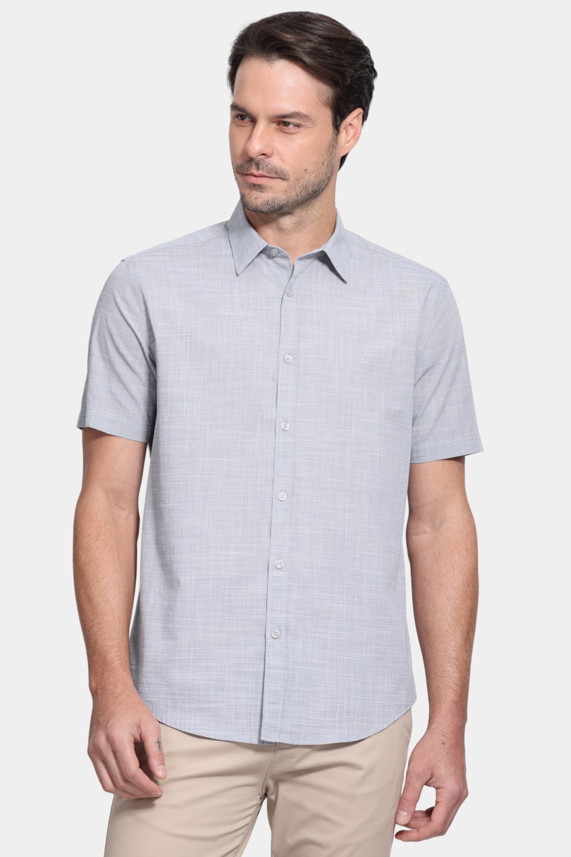 Camisa Manga Curta Slim Flame Bay Verde