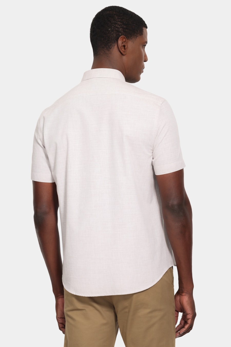 Camisa Manga Curta Slim Flame Soft Areia — foto 4 de 6