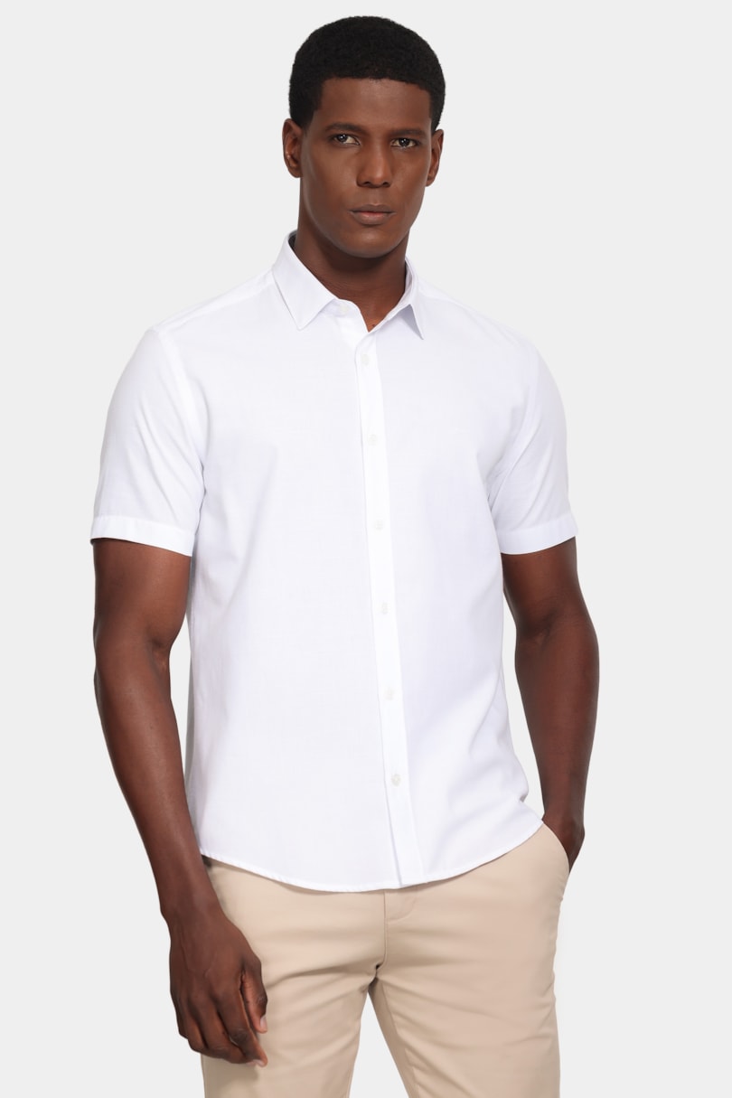 Camisa Manga Curta Slim Flame Soft Branco