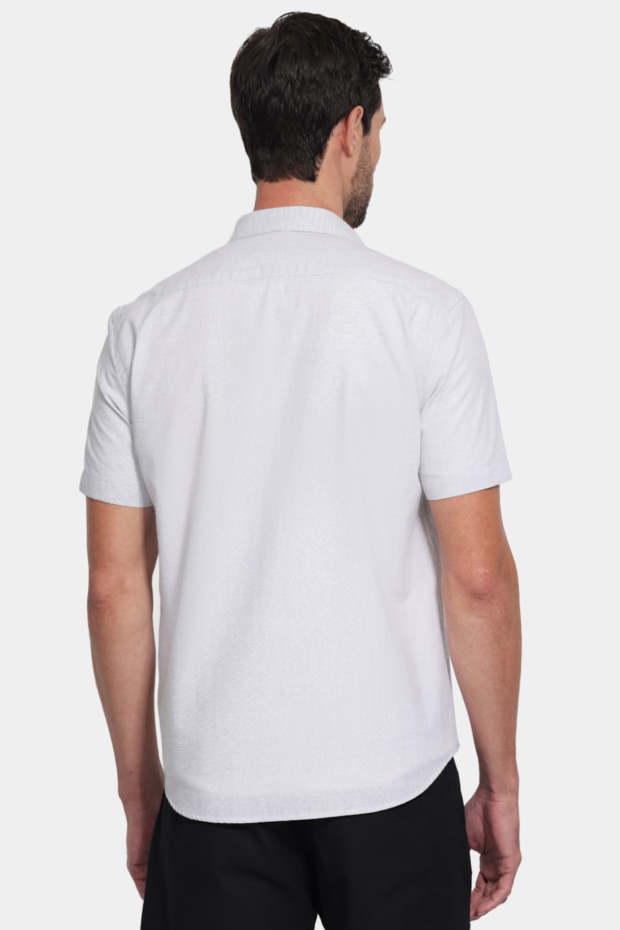 Camisa Manga Curta Slim Flame Soft Cinza — foto 4 de 6