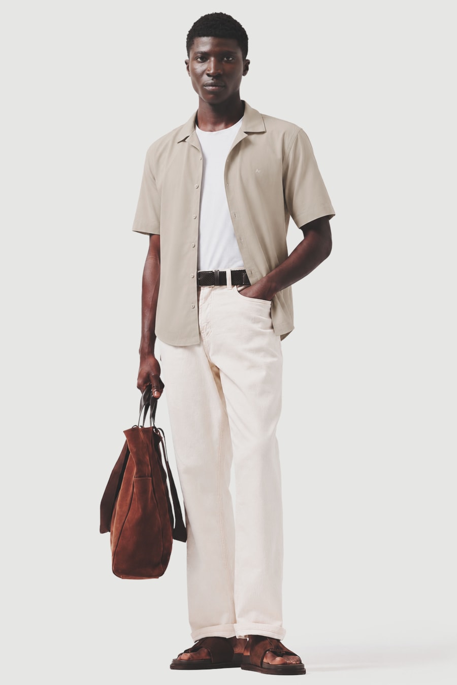 Camisa Manga Curta Slim Fresh Bambu Areia — foto 2 de 6