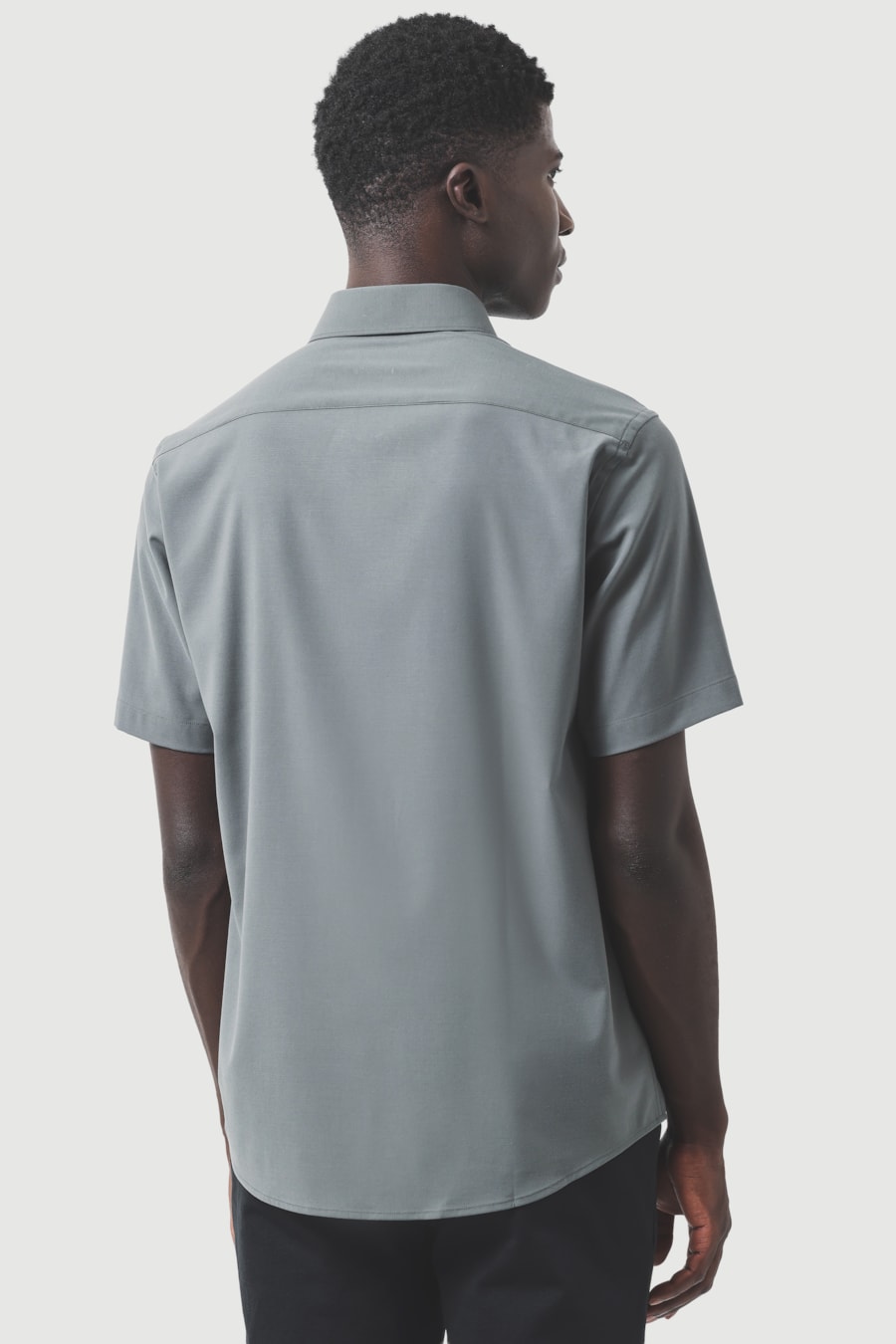 Camisa Manga Curta Slim Fresh Bambu Verde Gris — foto 4 de 6
