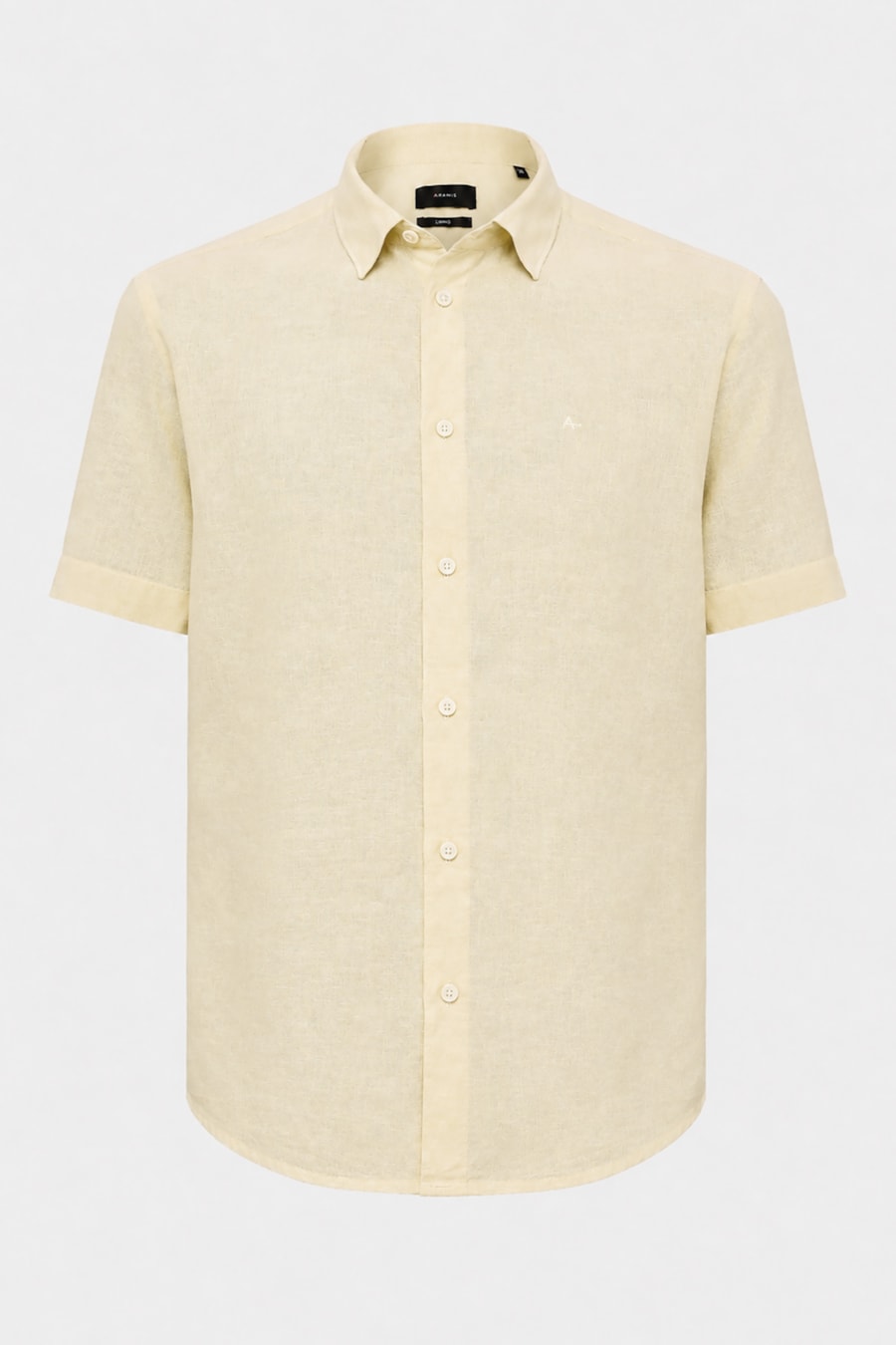 Camisa Manga Curta Slim Linho Algodao Surat Amarelo — foto 5 de 6