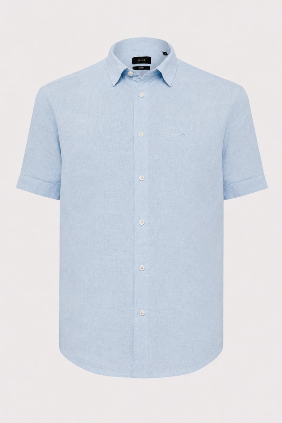 Camisa Manga Curta Slim Linho Algodao Surat Azul — foto 5 de 6