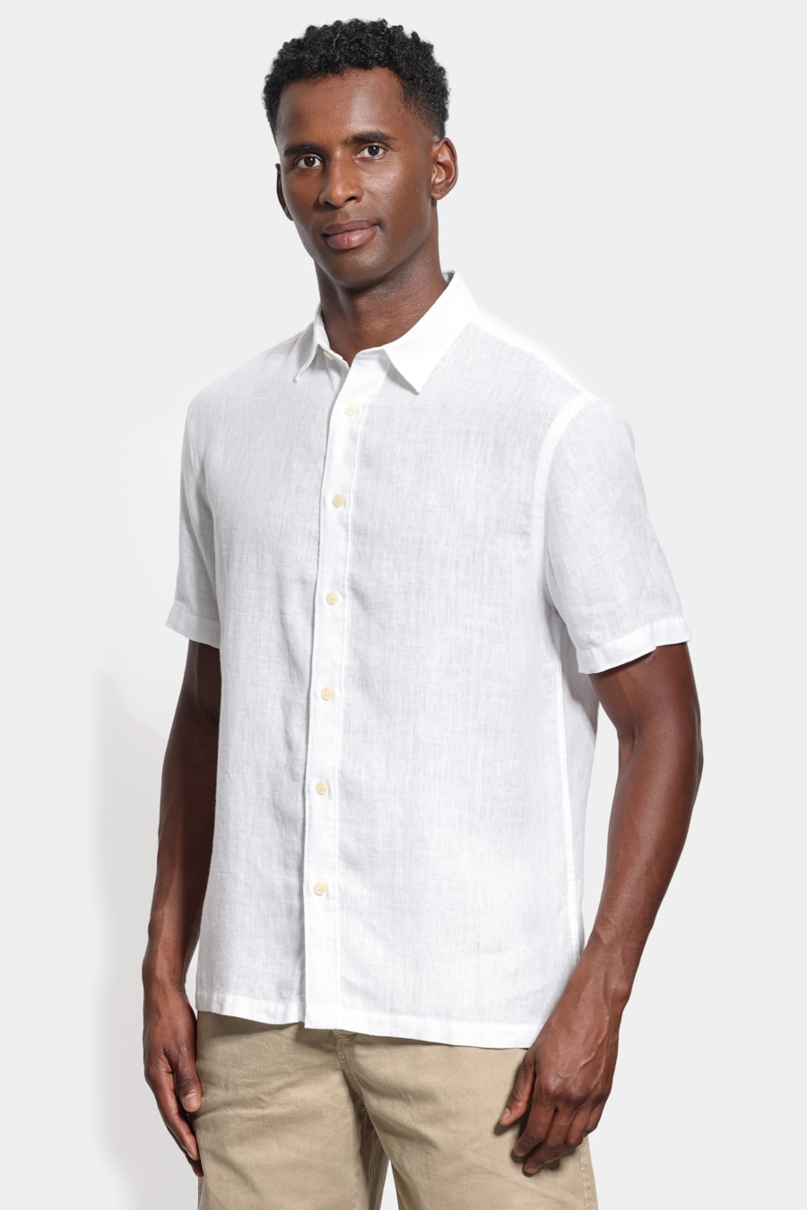 Camisa Manga Curta Slim Linho Malta Branco — foto 1 de 6