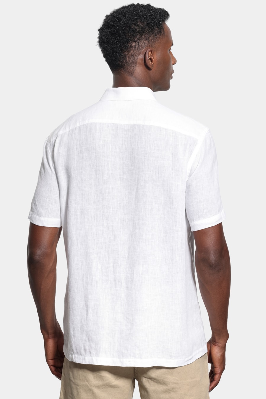 Camisa Manga Curta Slim Linho Malta Branco — foto 4 de 6