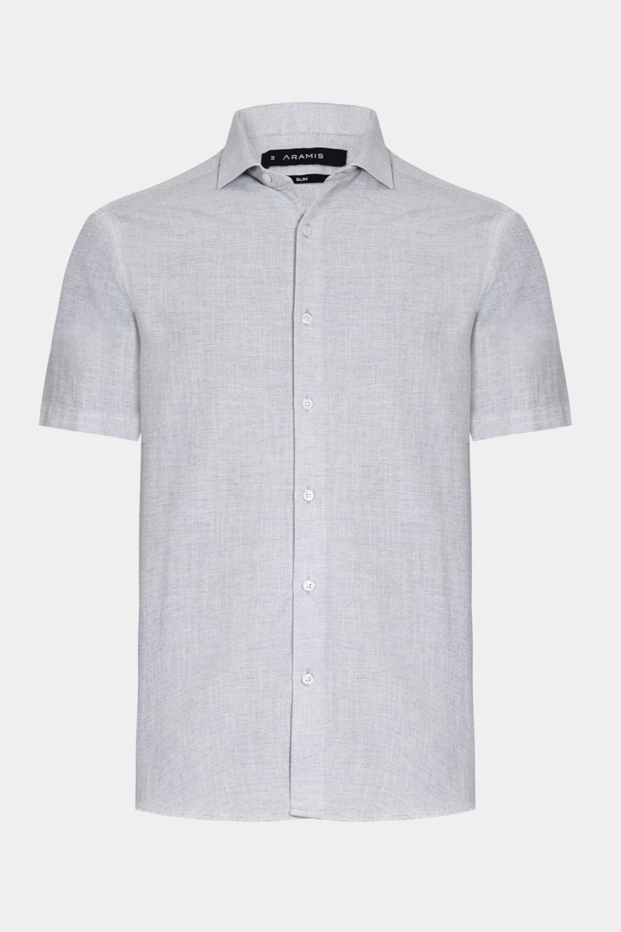 Camisa Manga Curta Slim Linho Mescla Azul — foto 5 de 6