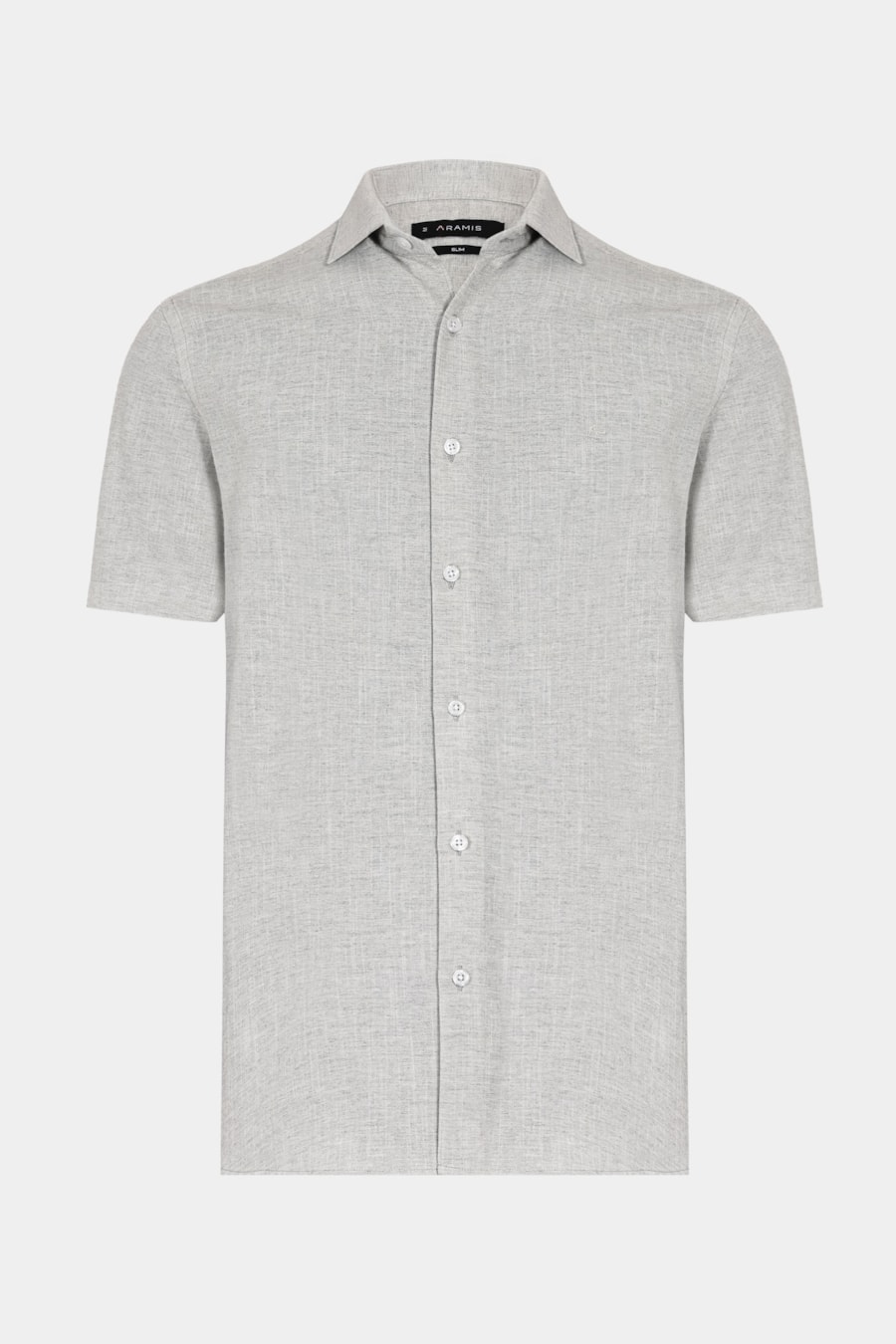 Camisa Manga Curta Slim Linho Mescla Cinza — foto 5 de 6