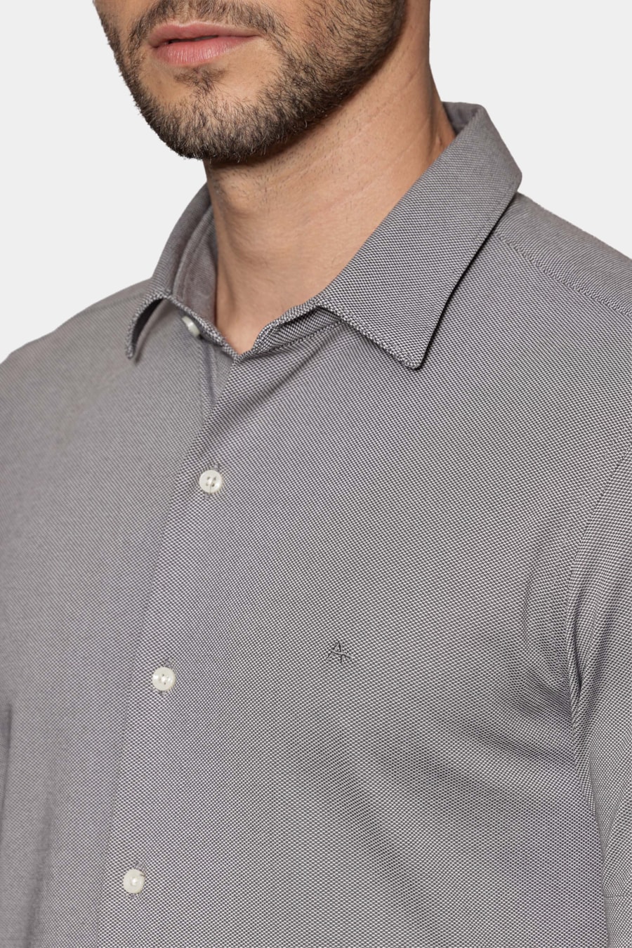 Camisa Manga Curta Slim Malha Mista Italia Aluminio — foto 3 de 6