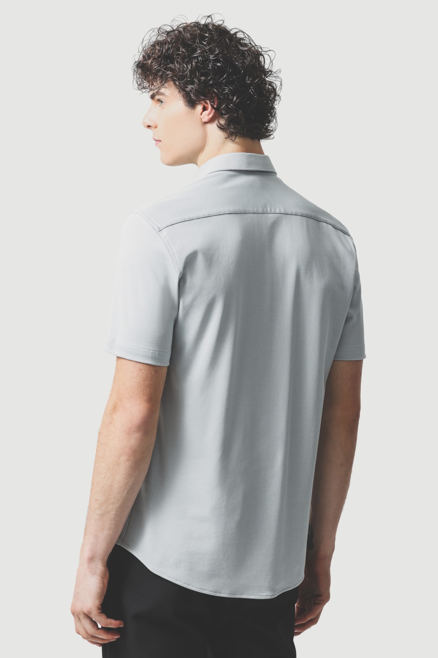 Camisa Manga Curta Slim Malha Mista Italia Cinza — foto 4 de 6