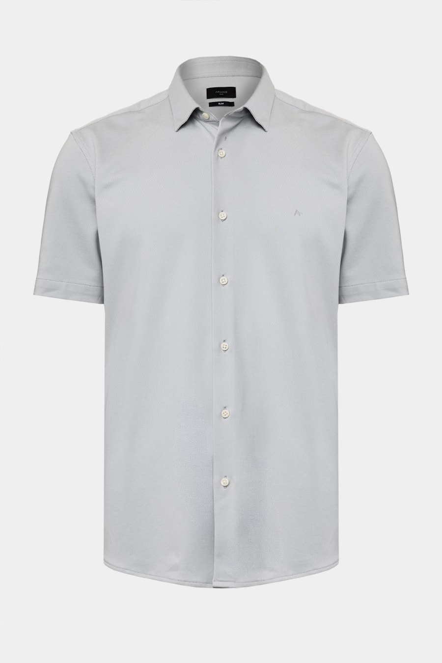 Camisa Manga Curta Slim Malha Mista Italia Cinza — foto 5 de 6