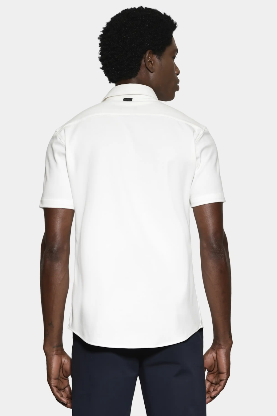 Camisa Manga Curta Slim Malha Mista Italia Off White — foto 5 de 7