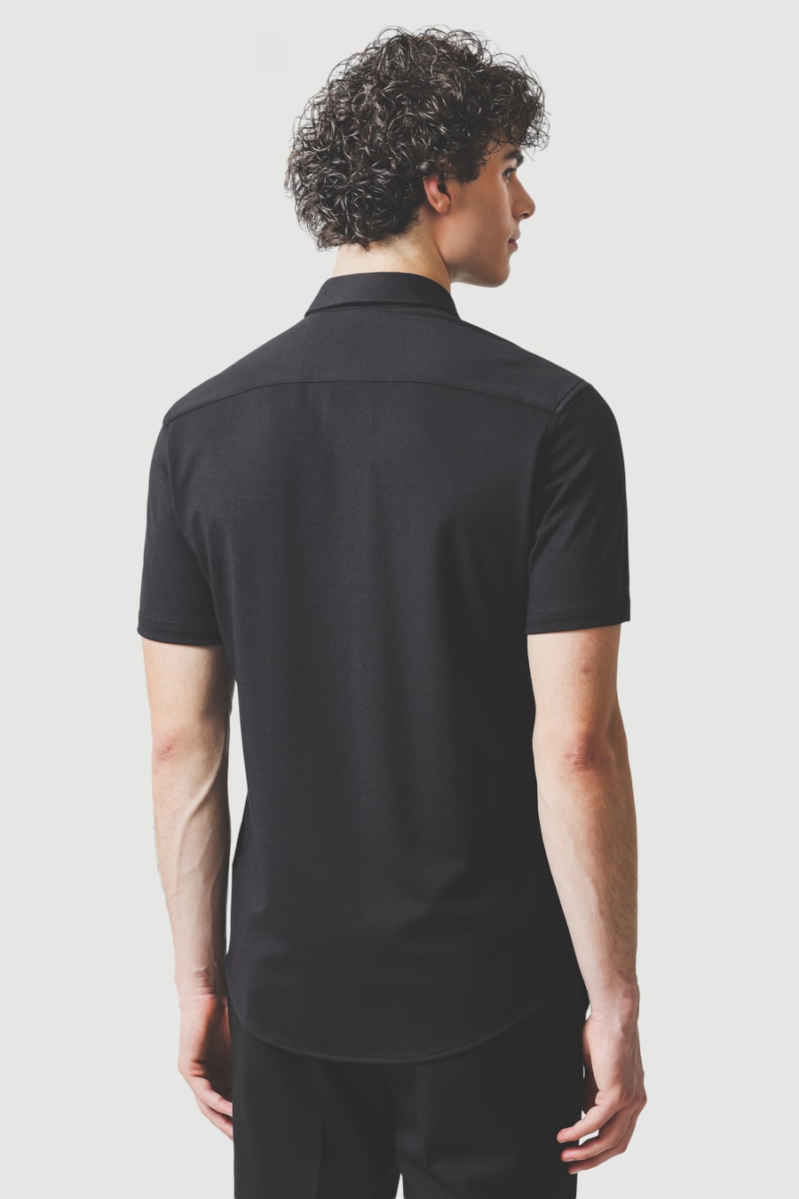 Camisa Manga Curta Slim Malha Mista Italia Preto — foto 4 de 6