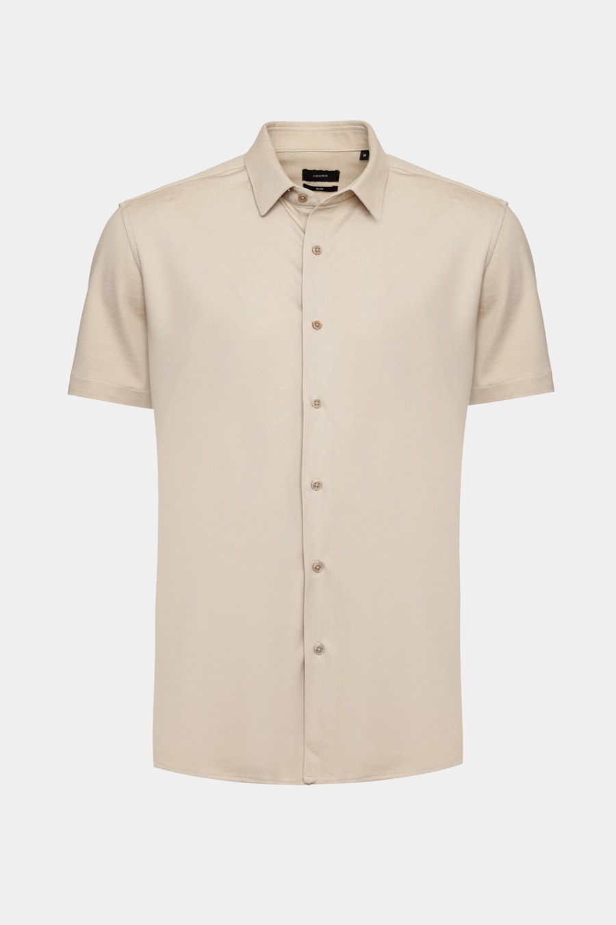 Camisa Manga Curta Slim Malha Mista Italiana Caqui — foto 5 de 6