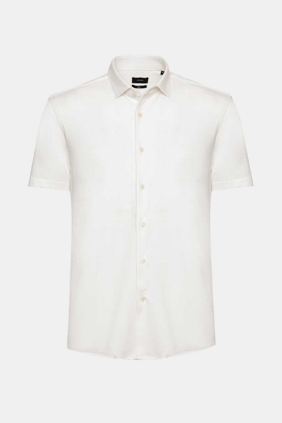 Camisa Manga Curta Slim Malha Mista Italiana Off White — foto 5 de 5