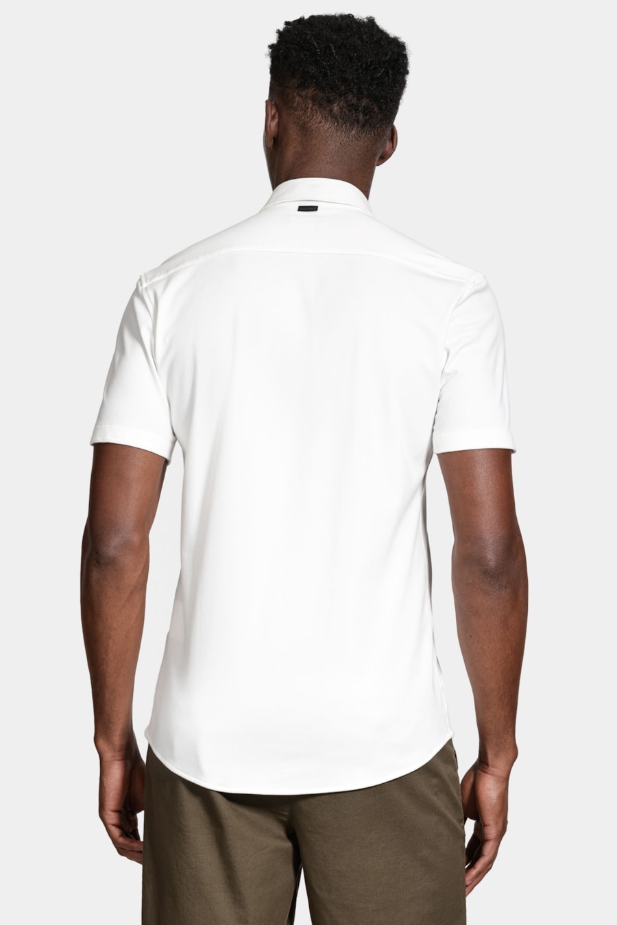 Camisa Manga Curta Slim Malha Mista Italiana Off White — foto 4 de 5