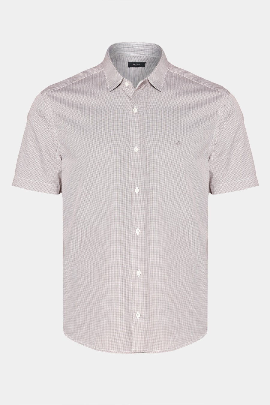 Camisa Manga Curta Slim Micro Xadrez Branco/ Havana — foto 5 de 6