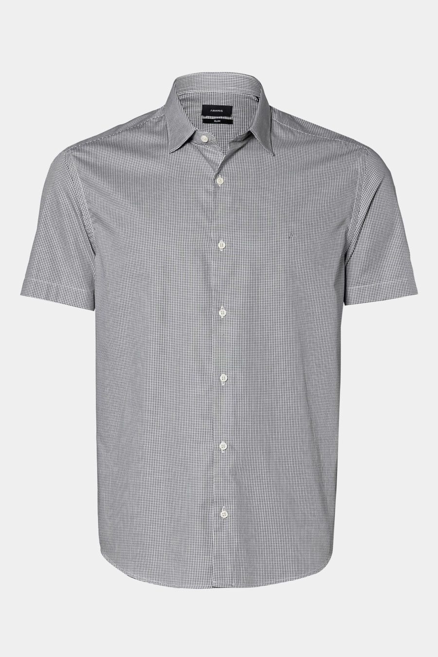 Camisa Manga Curta Slim Mini Xadrez Cinza C/Branco — foto 5 de 6