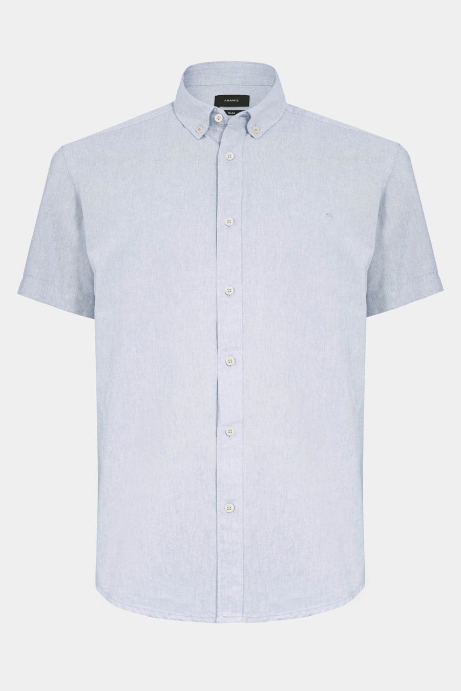 Camisa Manga Curta Slim Oxford Azul Celeste — foto 5 de 6