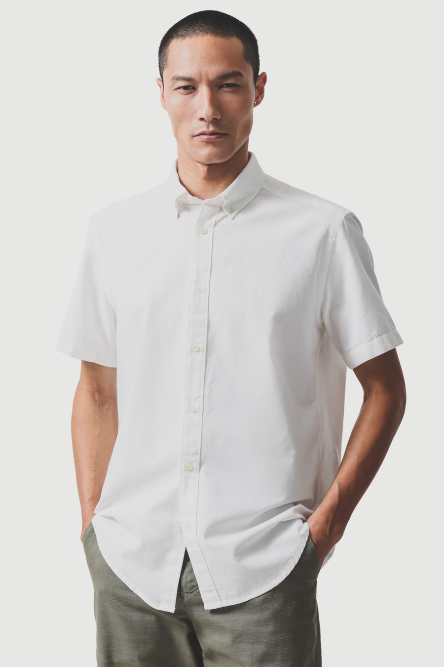 Camisa Manga Curta Slim Oxford Branco — foto 1 de 6