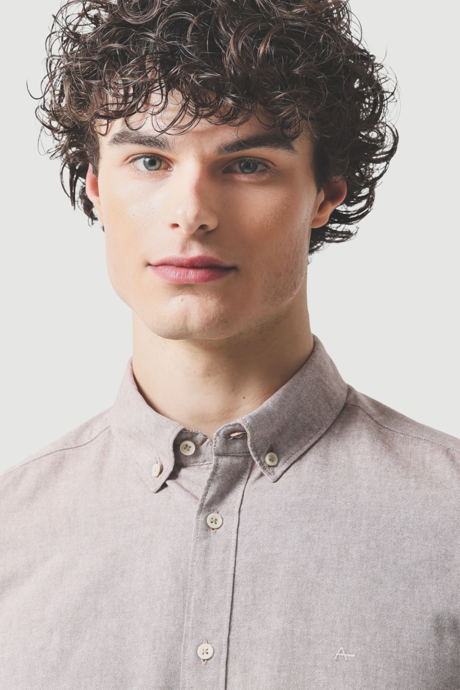 Camisa Manga Curta Slim Oxford Castor — foto 3 de 6