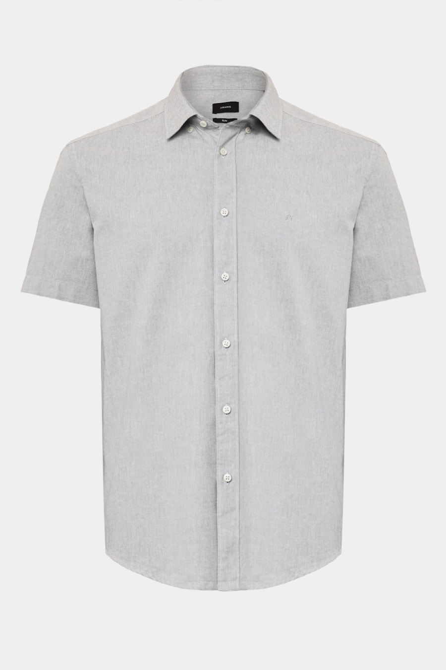 Camisa Manga Curta Slim Oxford Cinza — foto 5 de 6