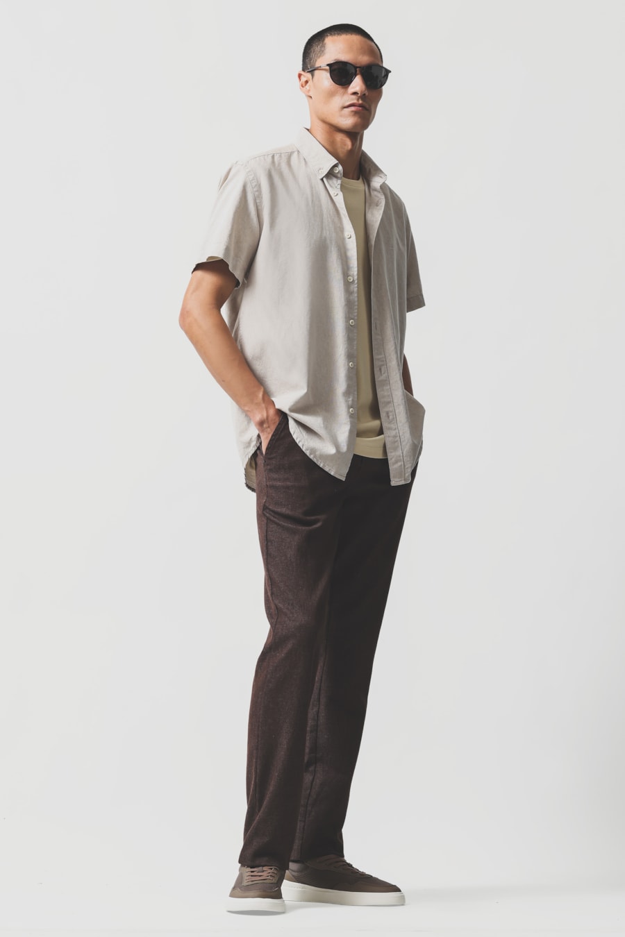 Camisa Manga Curta Slim Oxford Natural — foto 2 de 6