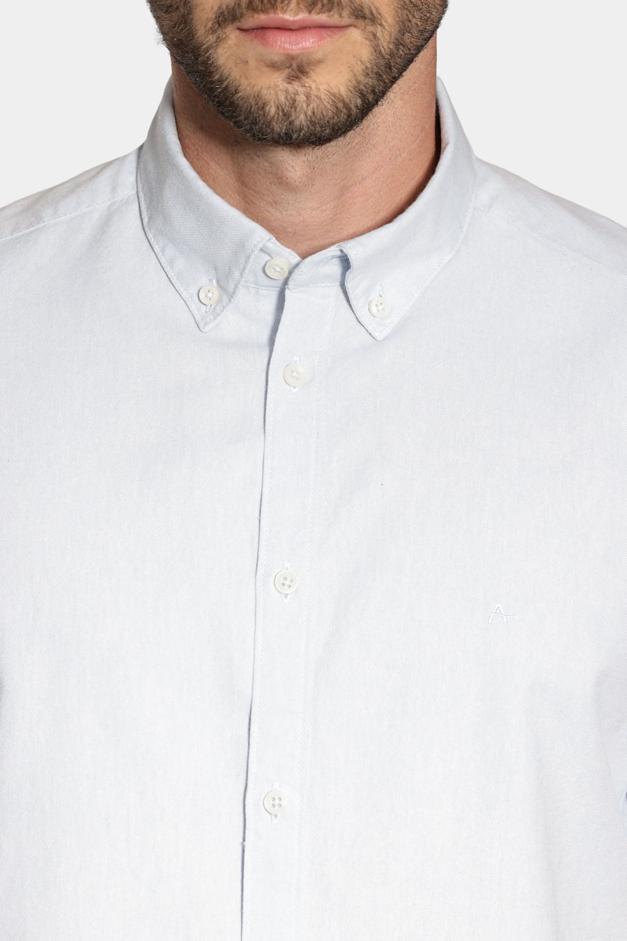 Camisa Manga Curta Slim Oxford Planalto Azul Celeste — foto 3 de 6