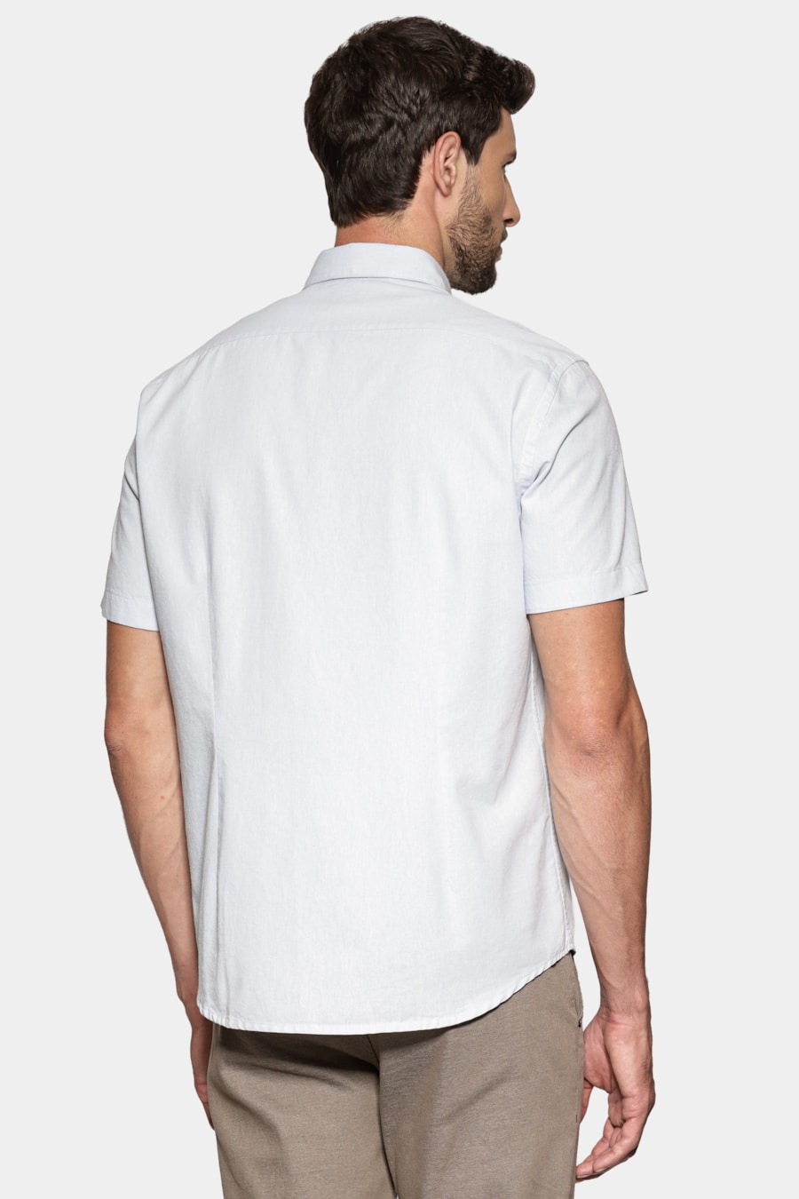 Camisa Manga Curta Slim Oxford Planalto Azul Celeste — foto 4 de 6