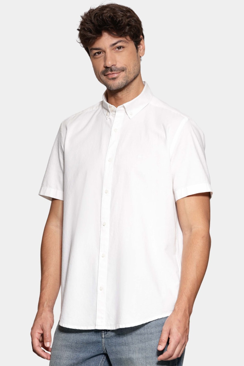 Camisa Manga Curta Slim Oxford Planalto Branco
