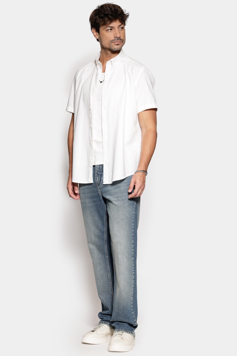Camisa Manga Curta Slim Oxford Planalto Branco