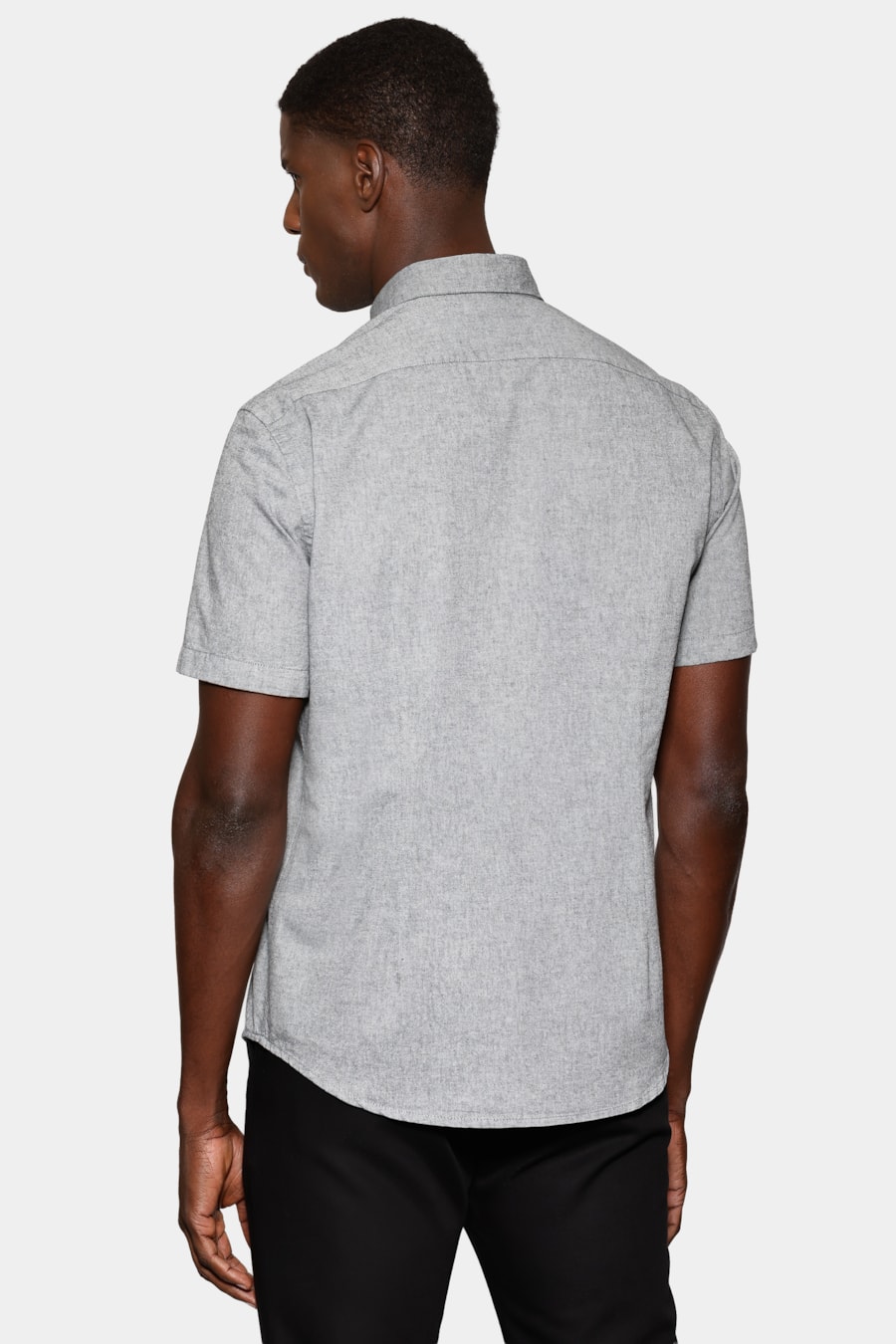 Camisa Manga Curta Slim Oxford Planalto Cinza Escuro — foto 4 de 6