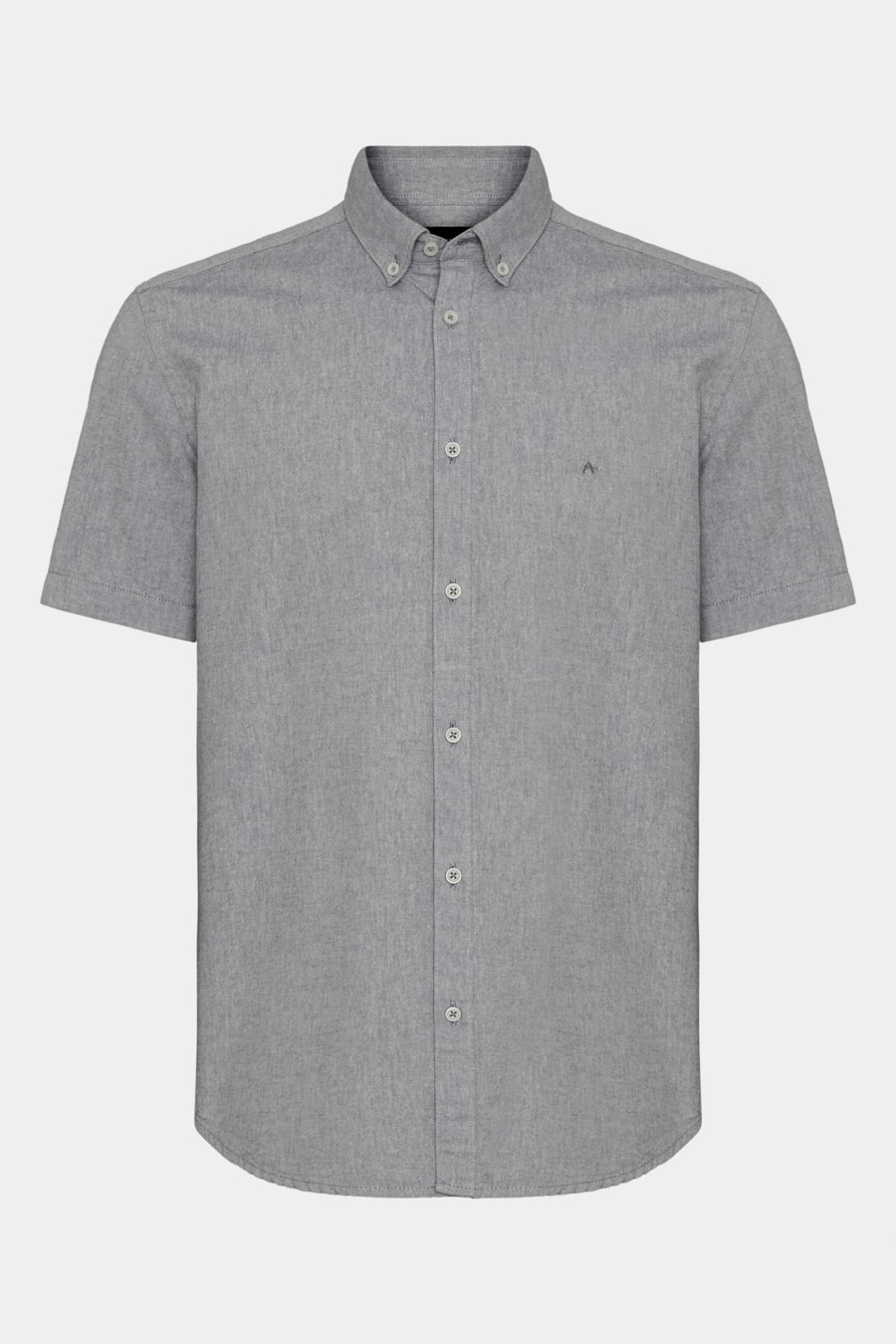 Camisa Manga Curta Slim Oxford Planalto Cinza Escuro — foto 5 de 6