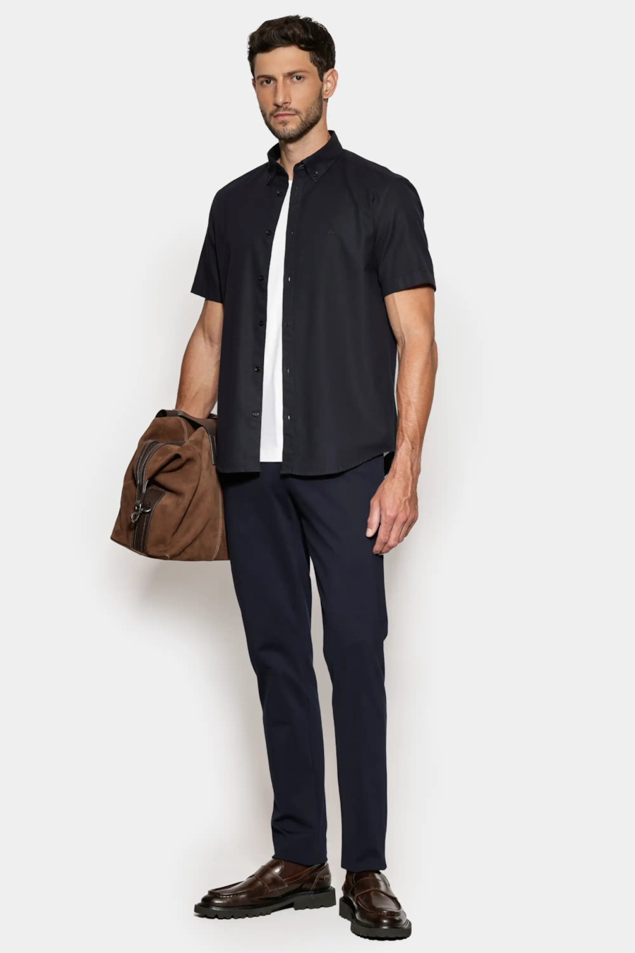 Camisa Manga Curta Slim Oxford Planalto Marinho — foto 2 de 6