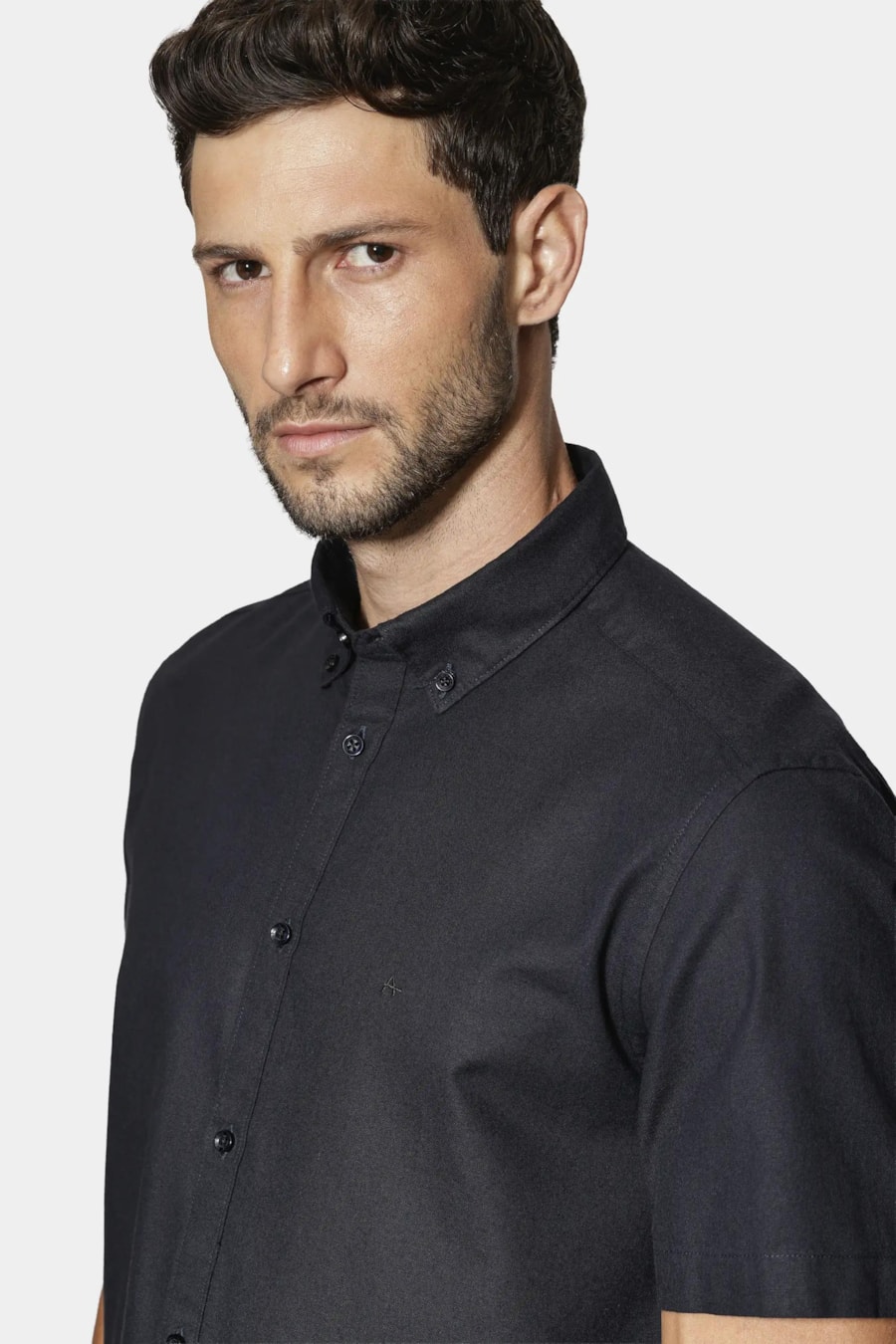 Camisa Manga Curta Slim Oxford Planalto Marinho — foto 3 de 6