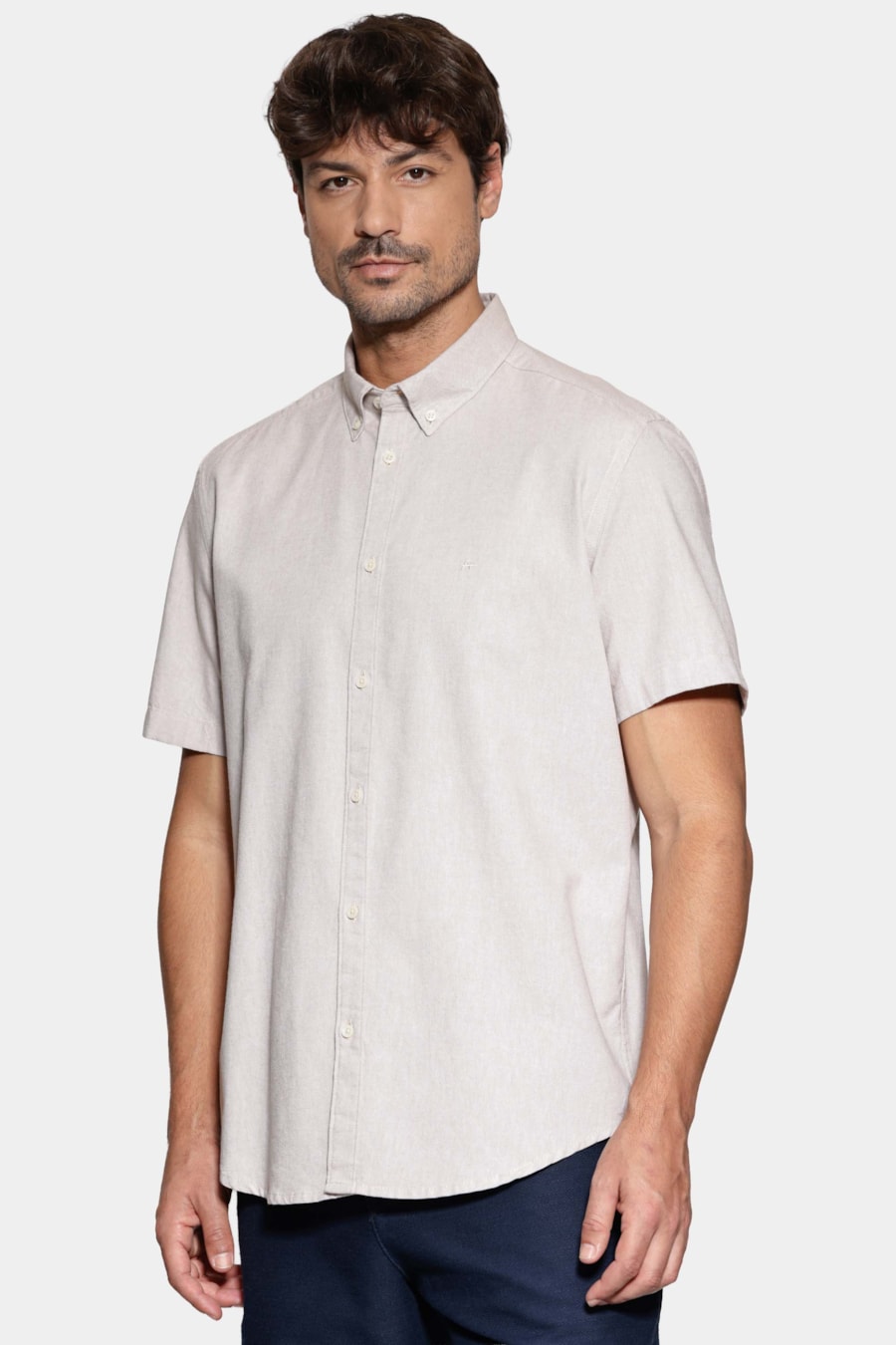 Camisa Manga Curta Slim Oxford Planalto Natural — foto 1 de 6