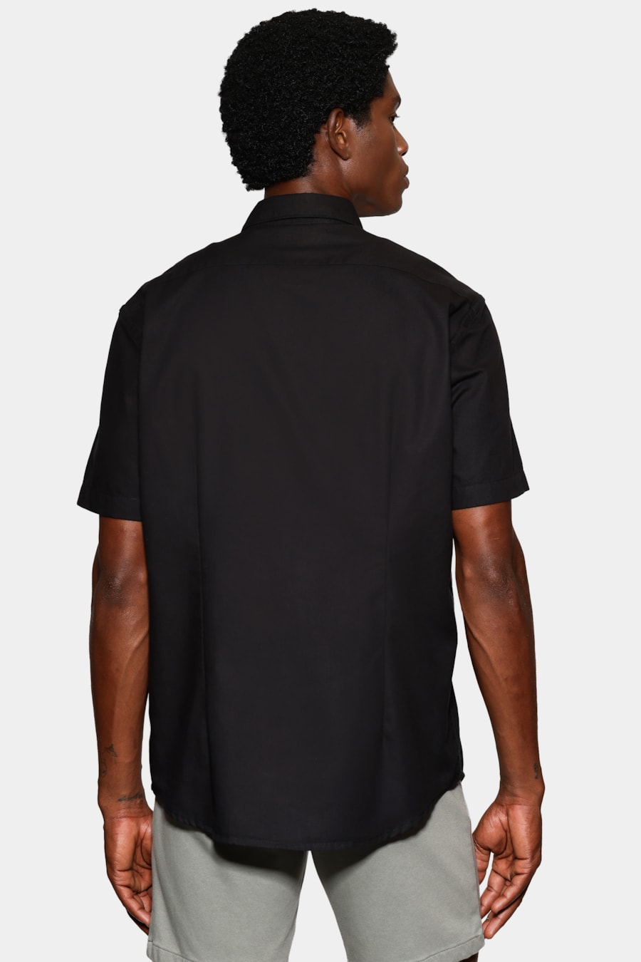 Camisa Manga Curta Slim Oxford Planalto Preto — foto 4 de 6