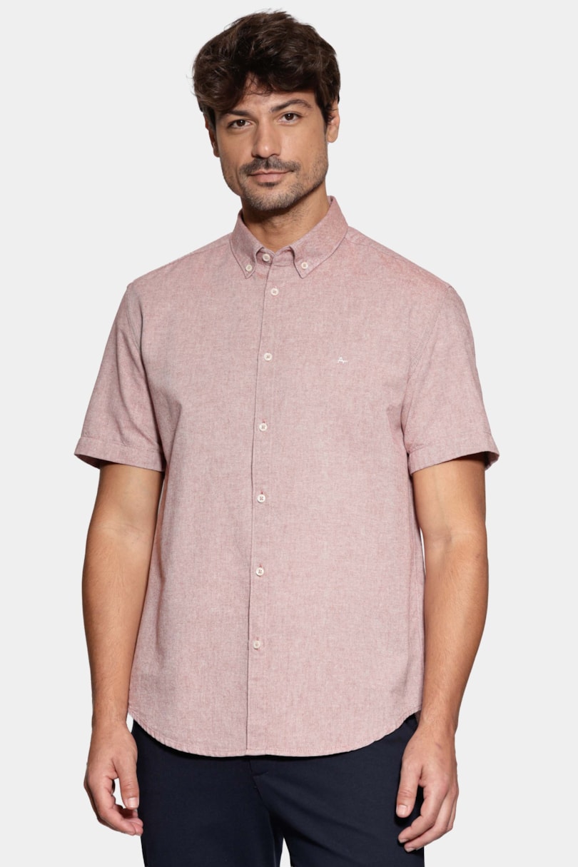 Camisa Manga Curta Slim Oxford Planalto Telha