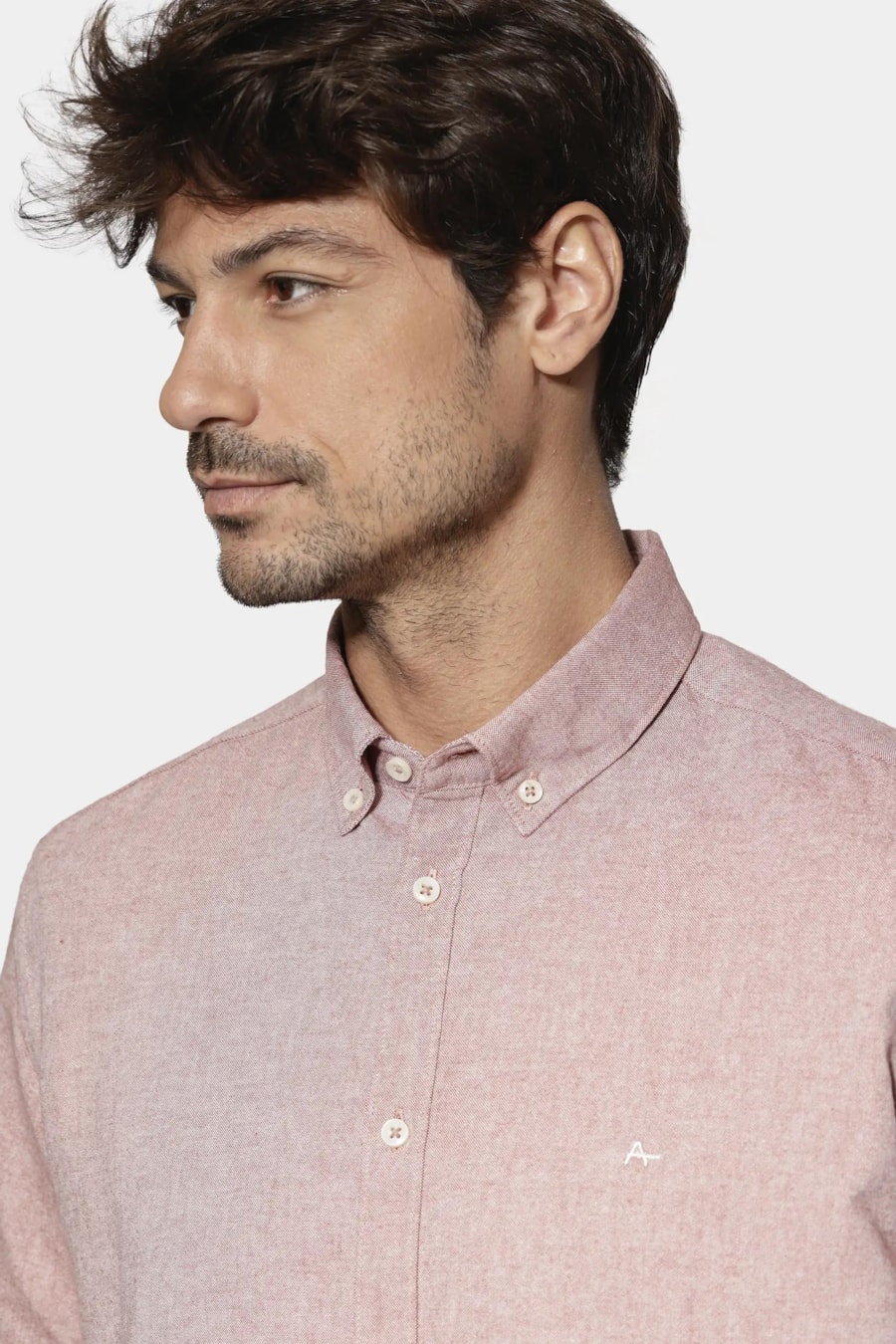 Camisa Manga Curta Slim Oxford Planalto Telha — foto 3 de 6