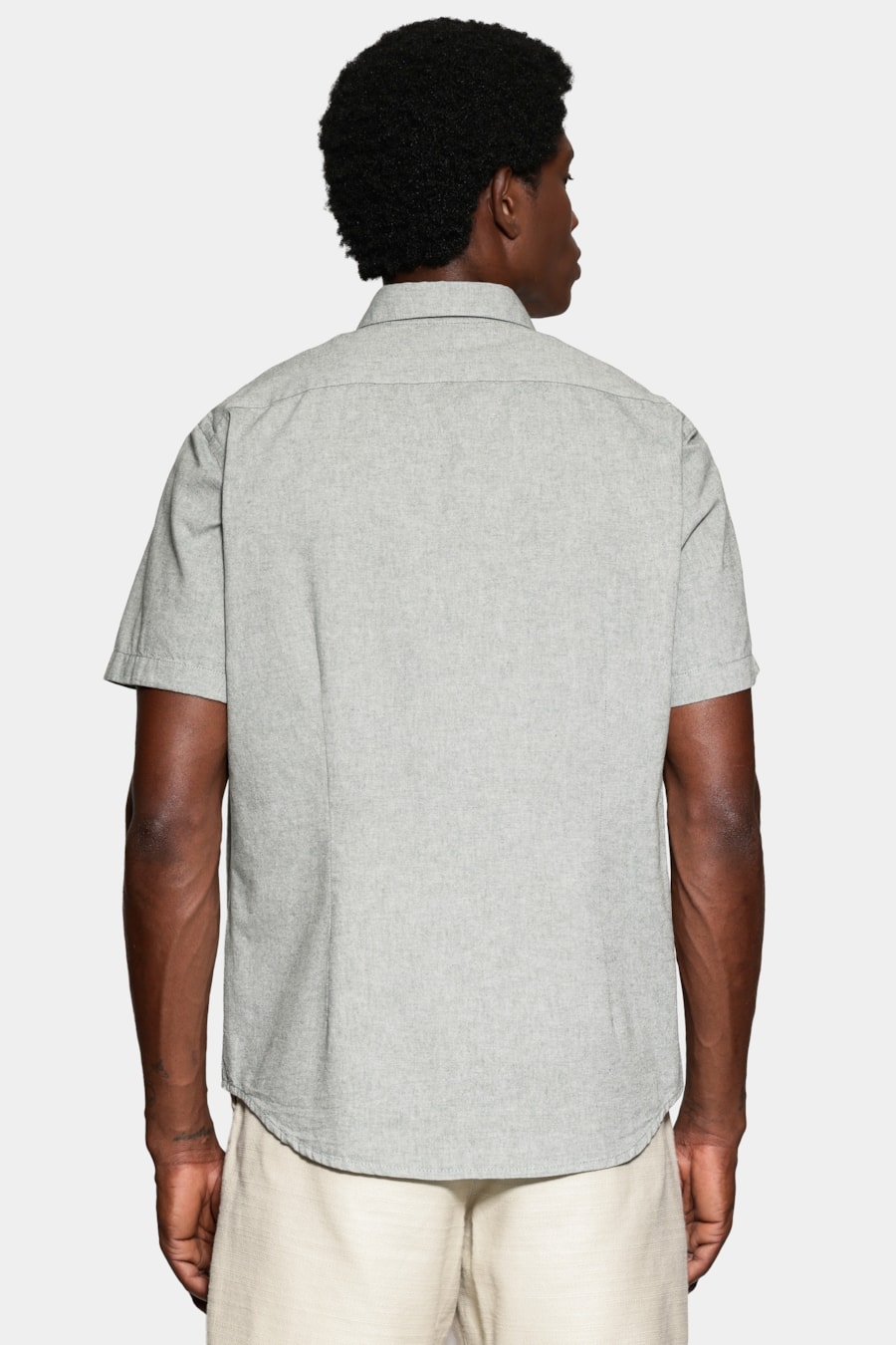 Camisa Manga Curta Slim Oxford Planalto Verde Folha — foto 4 de 6