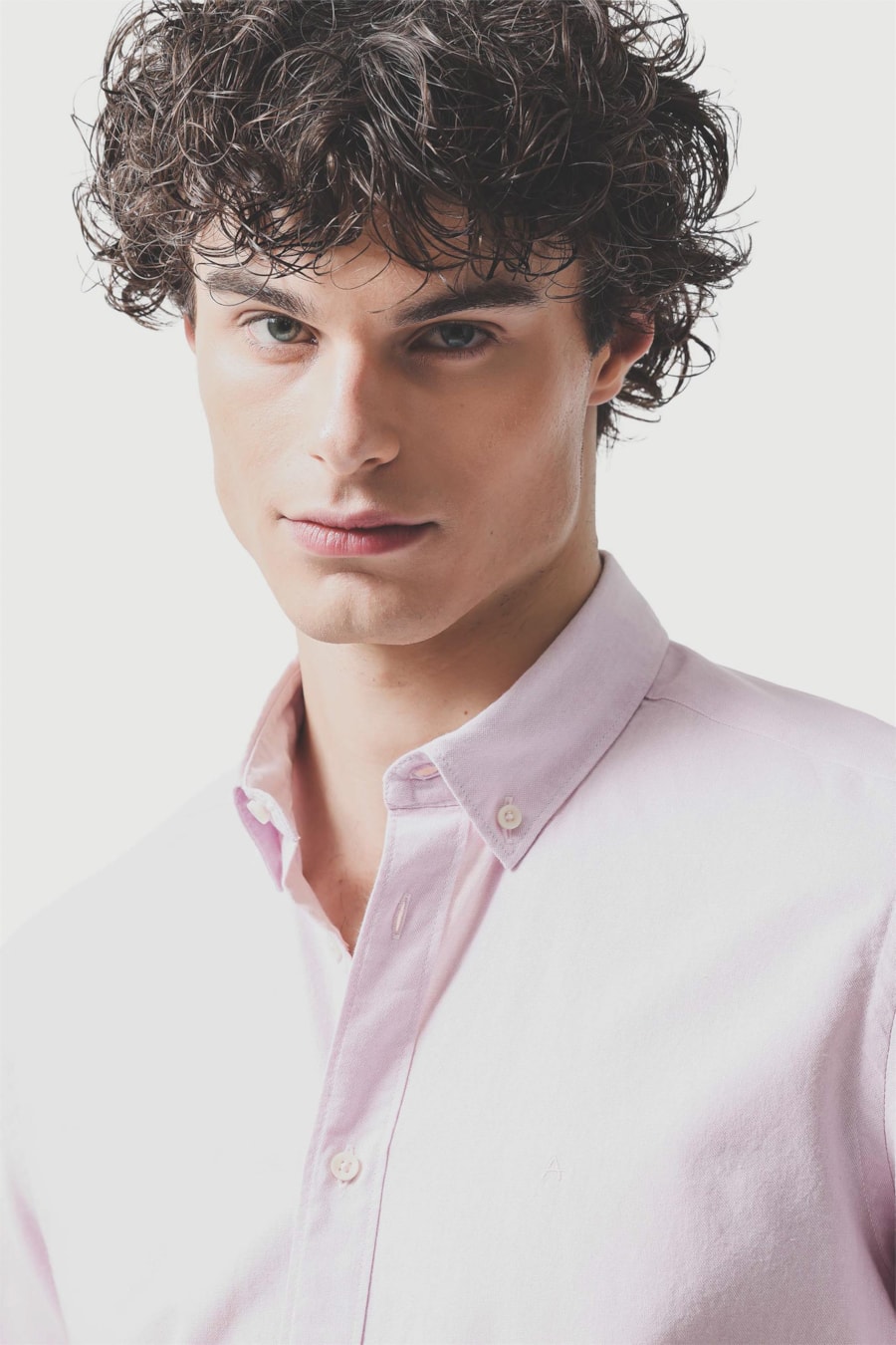 Camisa Manga Curta Slim Oxford Rosa — foto 2 de 6