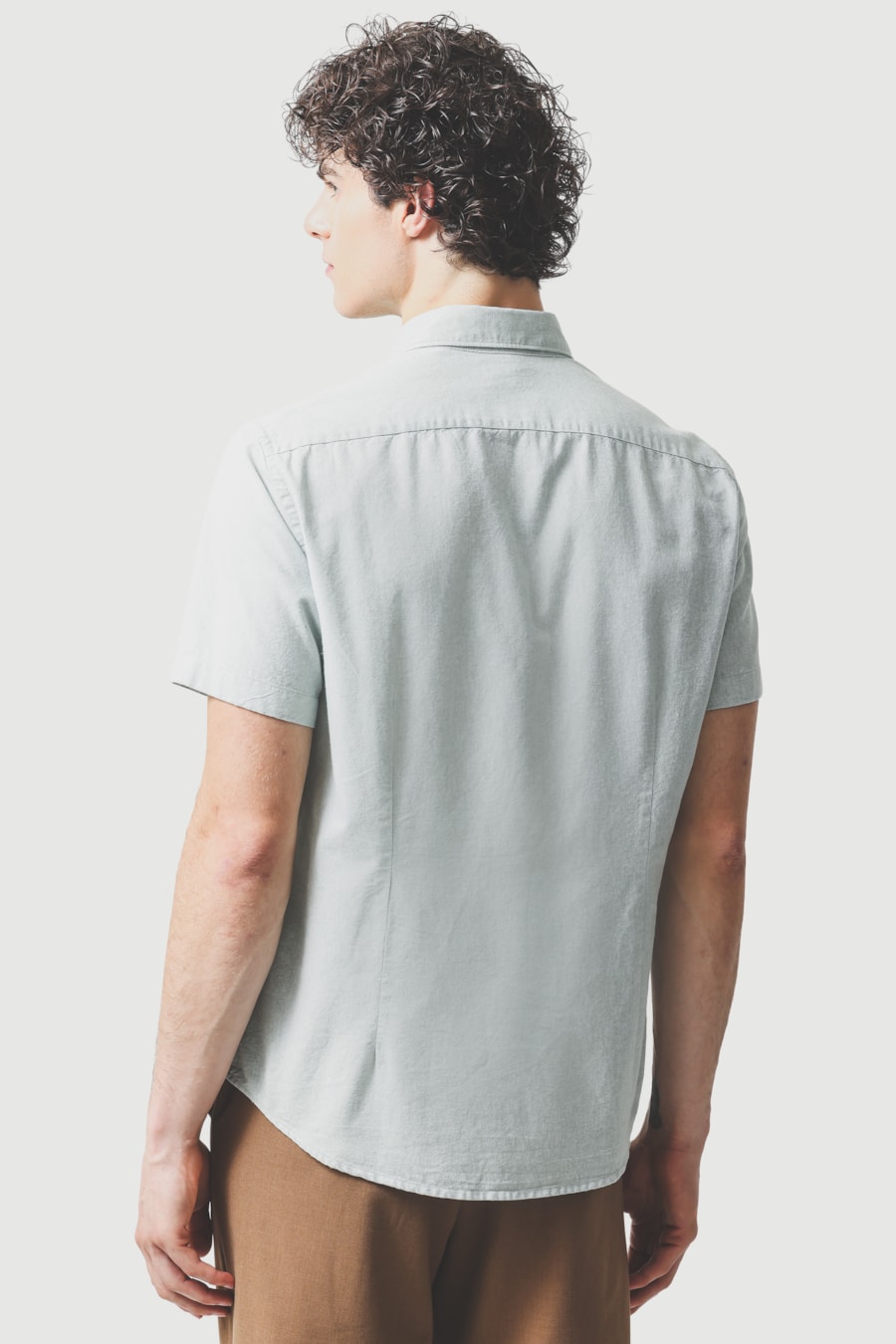 Camisa Manga Curta Slim Oxford Verde Claro — foto 4 de 6