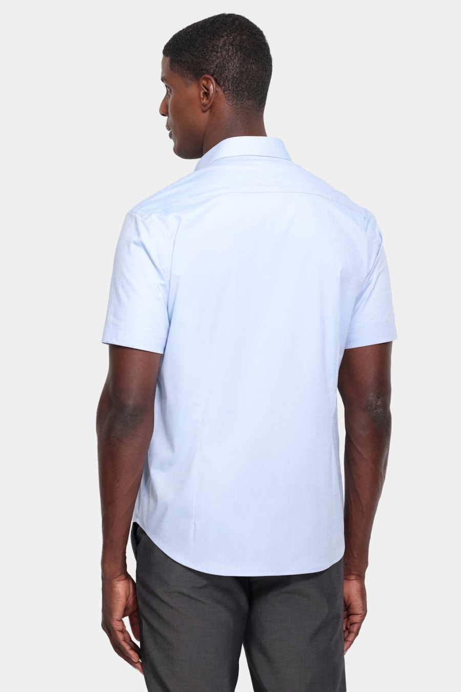 Camisa Manga Curta Slim Pinpoint Span Azul Claro — foto 4 de 6