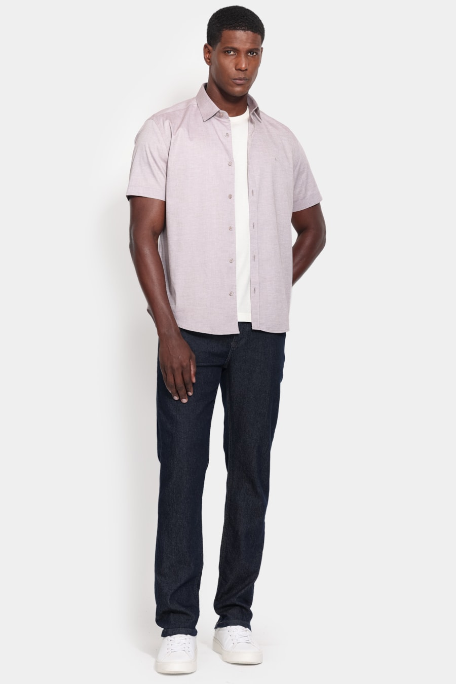 Camisa Manga Curta Slim Pinpoint Span Madeira — foto 2 de 6