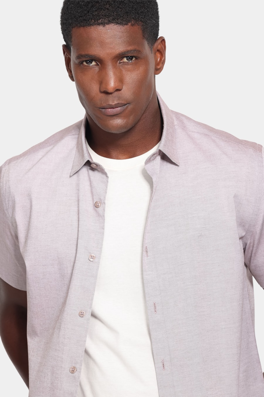 Camisa Manga Curta Slim Pinpoint Span Madeira — foto 3 de 6